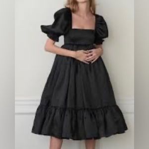 Selkie French Puff Dress in black cotton. Size small, brand new.